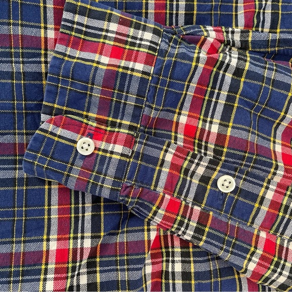 Ralph Lauren Mens BIG Shirt XL Red Blue Plaid Long Sleeve Button Up THICK Cotton - Picture 8 of 8